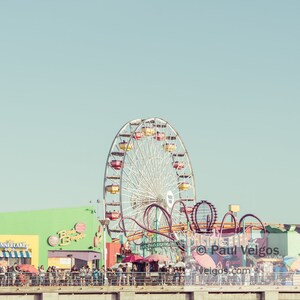 Santa Monica Pier Print: Santa Monica Pier Wall Art, Los Angeles Gifts, Santa Monica Gift, Southern California Vintage Poster, Retro Decor