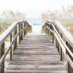 Beach Entrance Print: Pensacola Beach Wall Art, Beach Boardwalk Art, Gulf Coast Florida Artwork, Retro Vintage Poster, Coastal Home Decor
