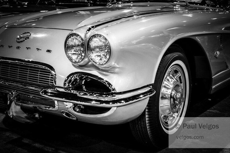 Corvette Art – Chevy Corvette Print, Chevrolet Gift, Large Canvas Prints, Garage Decor, Mancave Wall Art, Car Photography, Black and White afbeelding 2