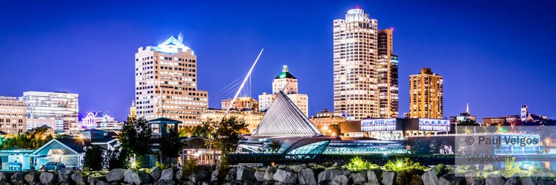 Milwaukee Skyline Print: Milwaukee Cityscape Gifts, Wisconsin Poster, Milwaukee Skyline Canvas, Wisconsin Wall Art, Milwaukee City Photo image 2