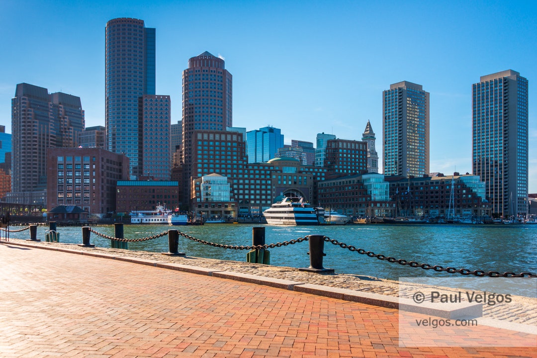Boston Harbor Print Boston Skyline Photo, Cityscape Wall Art