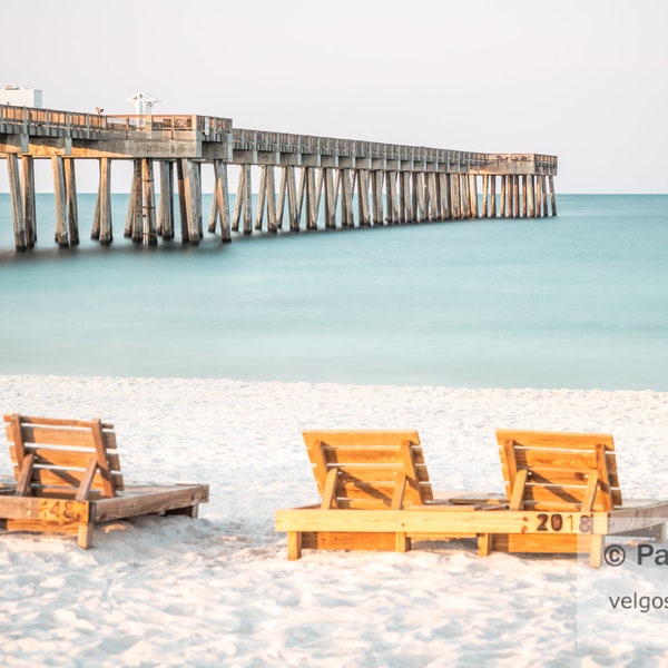 Panama City Beach Pier Poster: Florida Beach Prints, Panama City Florida, Coastal Home Decor, FL Beach Photography, Panama City Beach FL