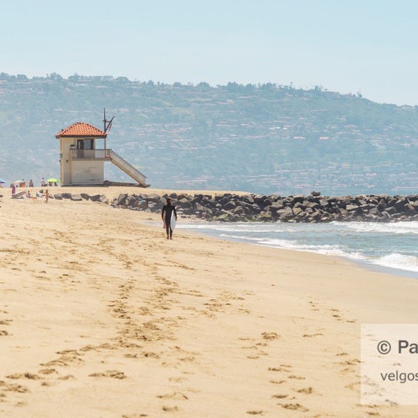 Redondo Beach Print: Topaz Jetty Poster, Lifeguard Tower Art, Redondo Beach Photo, Los Angeles Artwork, Southern California Wall Art Decor