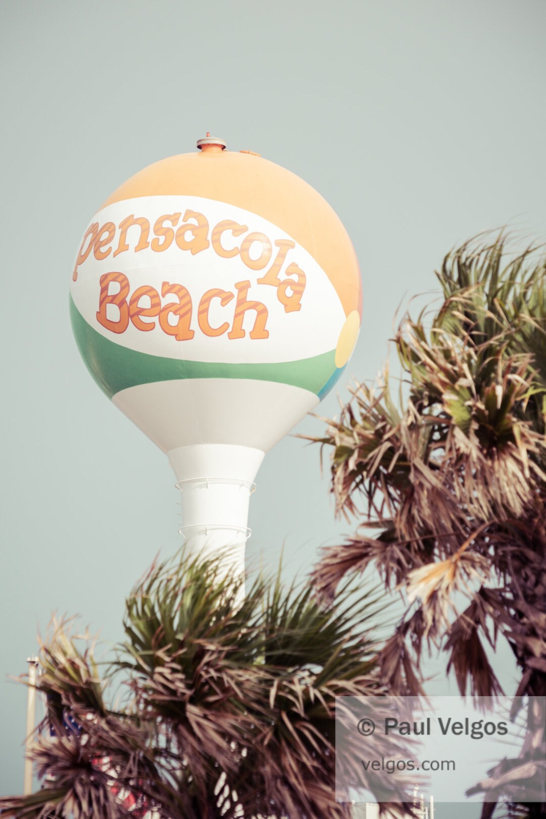 Pensacola Beach Print Beach Ball Water Tower, Emerald Coast Print, Pensacola Beach FL, Gulf