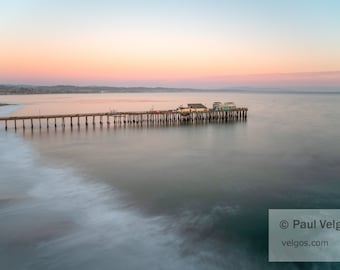 Capitola Pier Poster: Capitola Wharf Pier, California Sunset Print, Capitola Wall Art, Canvas Home Decor, California Artwork, Capitola Photo