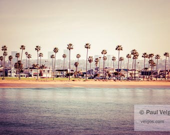 Newport Beach Skyline Wall Art: Southern California Coast Art, Newport Beach Print, Orange County Poster, Newport Beach Canvas, Retro Decor