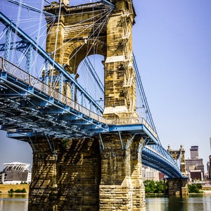 Cincinnati Roebling Bridge Print: Cincinnati Poster, Roebling Bridge Art, Ohio Gifts, Cincinnati Canvas Wall Art, Cincinnati Landmarks