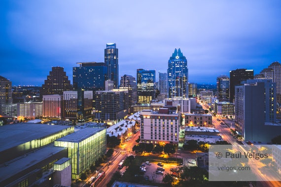 Austin Texas Print Austin Skyline Black And White Austin Etsy
