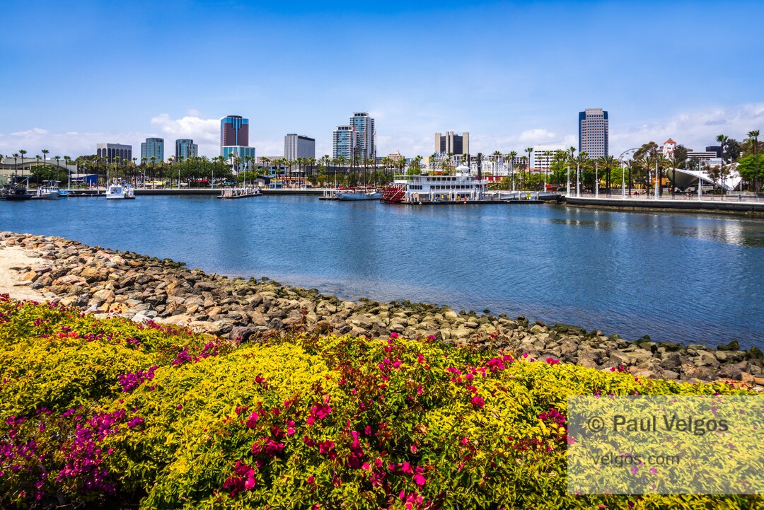 Long Beach CA Print: Long Beach Skyline, Southern California Wall Art ...