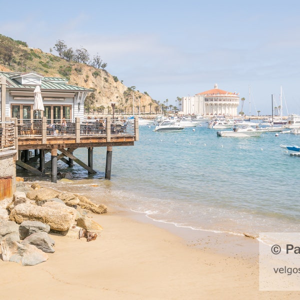 Catalina Island Art: Catalina Harbor Art, Avalon Bay Print, Bluewater Grill, Catalina Casino Art, California Canvas, Catalina Island Gift