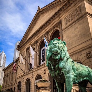 Chicago Art Institute Print: Chicago Art Institute Lions, Art Institute Chicago Museum Print, Illinois Photography, Chicago Canvas Wall Art