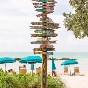 Florida Keys Poster: Florida Keys Print, Florida Keys Gifts, City Miles Sign, Key West Beach Print, Fort Taylor Beach, Key West Wall Art