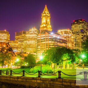 Boston Skyline Print: Boston Night Skyline, Boston Cityscape Art, Massachusetts Poster, Boston City Canvas, Boston Wall Art, Boston Art Gift