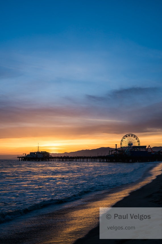 Santa Monica Pier Sunset Print Southern California Extra Etsy