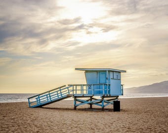 Malibu Wall Art: Zuma Beach Print, Lifeguard Tower Art, Malibu California Sunset Print, Zuma Beach Poster, Southern California Canvas Decor