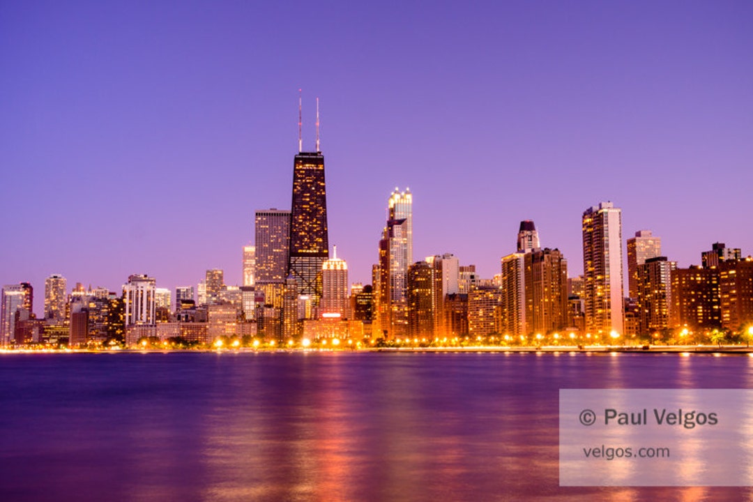 Chicago Skyline Wall Art Chicago Night Print, Chicago Skyline Art