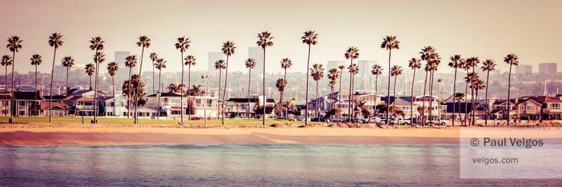 Newport Beach Skyline Wall Art: Southern California Coast Art, Newport Beach Print, Orange County Poster, Newport Beach Canvas, Retro Decor Bild 2