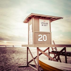 Newport Beach Print: Lifeguard Tower Art, Newport Beach Poster, Orange County CA, Southern California Wall Art, Newport Beach Canvas Print image 1