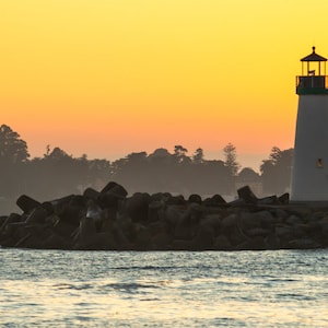 Santa Cruz Print: Walton Lighthouse, Santa Cruz Poster, California Wall Art, Large Canvas Artwork, Santa Cruz Gift, California Sunset