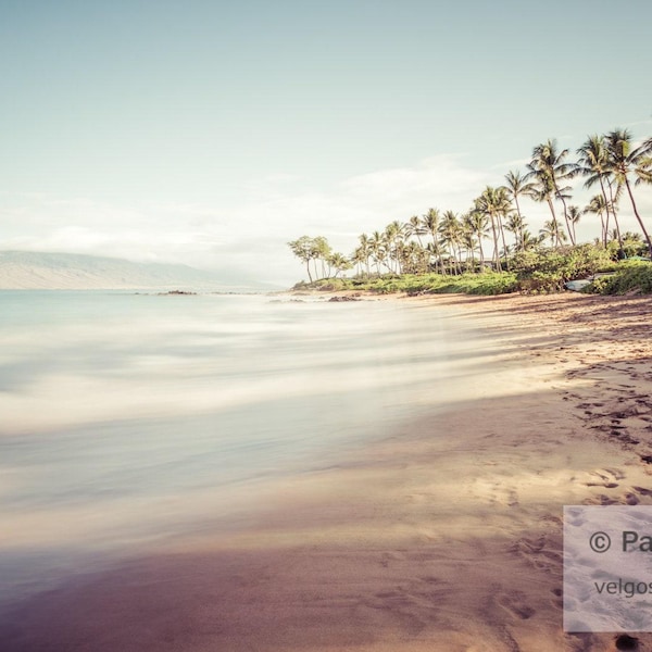 Impresión de playa de Maui: póster de playa de Mokapu, obra de arte en lienzo de Maui, foto de Wailea Makena, regalos de Maui, Hawái, decoración de playa hawaiana, arte retro vintage