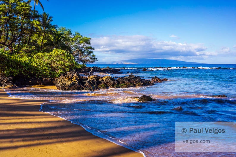Maui Beach Print: Maui Hawaii Poster, Mokapu Beach Photo, Maui Photography, Hawaiian Canvas Art, Maui Hawaii Photo, Hawaii Home Decor Gifts image 1