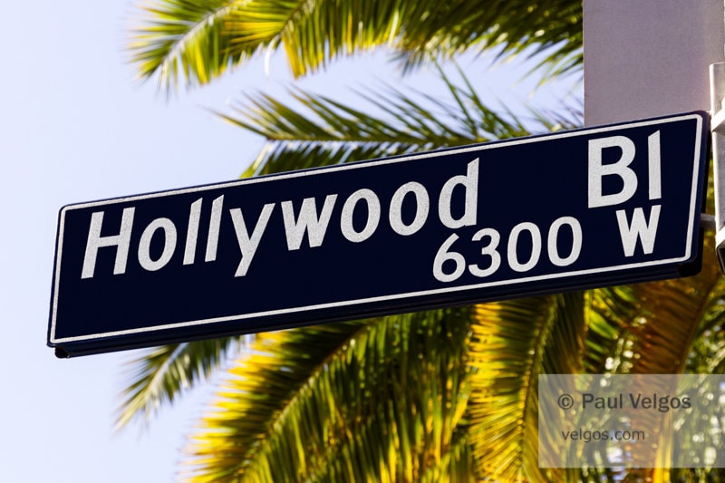 California Art Print Hollywood Blvd Street Sign Los