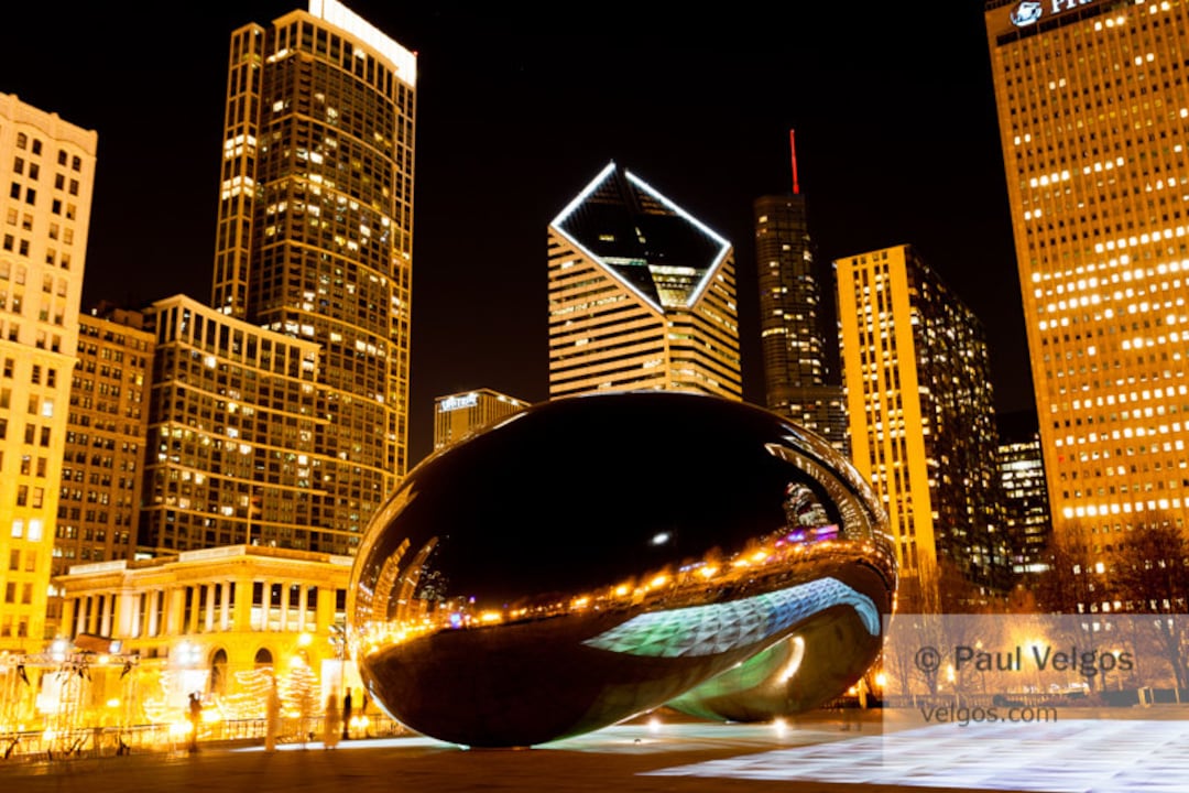 Chicago Cloud Gate Print Chicago Bean Poster, Chicago Bean Wall Art