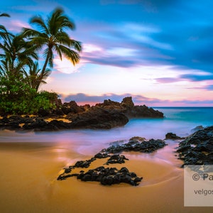 Maui Beach Print: Secret Wedding Beach Makena Paako Cove, Maui Canvas Artwork, Maui Hawaii Poster, Hawaii Sunrise Photo, Wailea Makena Decor