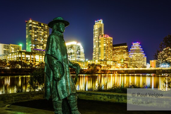 Austin Texas Wall Art Austin Skyline Canvas Stevie Ray Etsy
