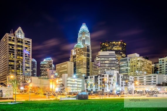 Charlotte Skyline Wall Art Large Canvas Print Photography Etsy