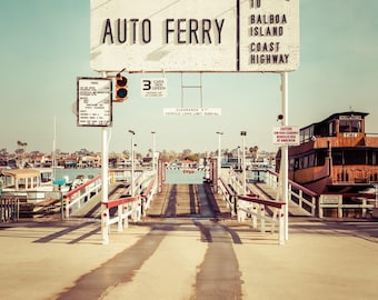 Newport Beach Poster: Balboa Island Ferry, Newport Beach Print, Orange County CA, Balboa Peninsula Art, Southern California, Retro Vintage