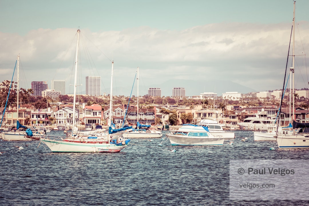 Newport Beach Poster: Newport Harbor Print, Skyline Wall Art, Orange ...