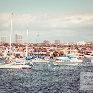 Newport Beach Poster: Newport Harbor Print, Skyline Wall Art, Orange County CA, Newport Beach Canvas, Southern California, Retro Vintage Art