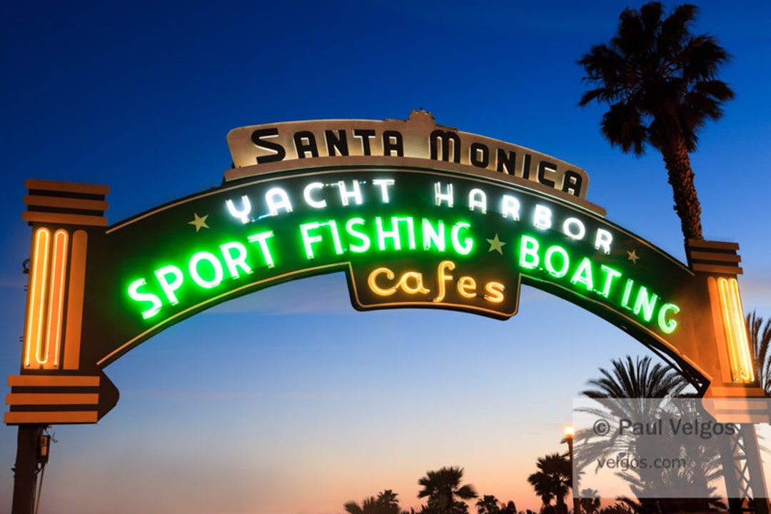 Santa Monica Pier Sign Print Santa Monica Pier Poster, Los Angeles