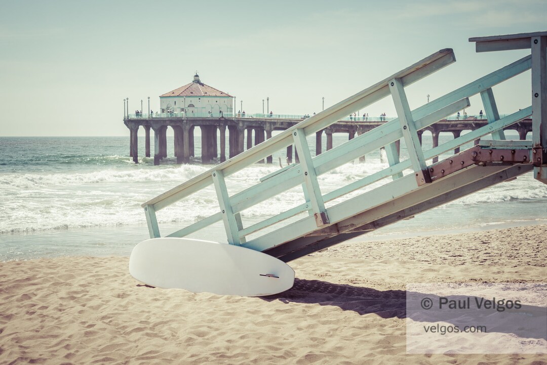 Manhattan Beach Art Manhattan Beach Pier Print, Lifeguard Tower Art