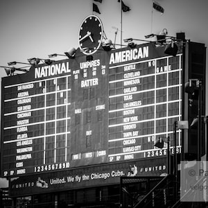 Wrigley Field Print: Chicago Cubs Poster, Wrigley Field Canvas, Baseball Scoreboard Decor, Chicago Cubs Artwork, Wrigley Field Gift