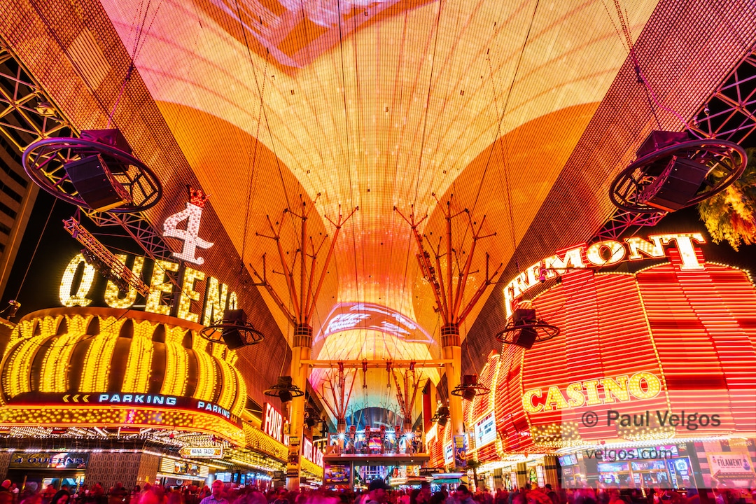 Fremont Street Print Las Vegas Canvas, Casino Wall Art Gift, Fremont Street Decor, Las Vegas