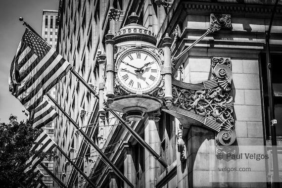 Impresion del reloj de Chicago reloj Marshall Field cartel del reloj Macys de Chicago regalo de Marshall Fields foto de la tienda Macys lienzo fotografico de Chicago Etsy Espana