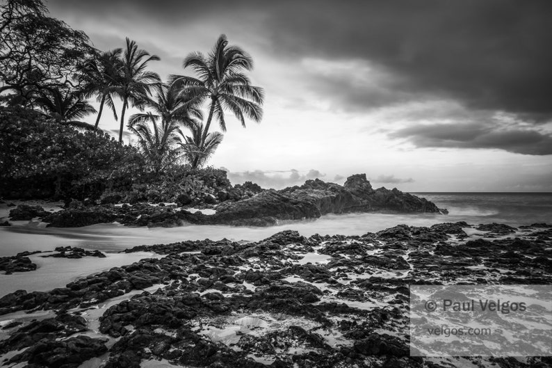 Black and White Photography Prints Kihei Wailea Hawaii Decor Extra Large Wall Art Canvas Makena Cove Secret Beach Sunrise Maui Wall Art