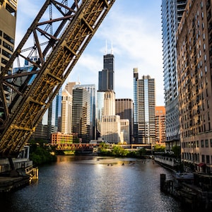 Chicago River Print: Chicago Skyine Art, Chicago Bridge Print, Chicago River Poster, Chicago Skyline Canvas Wall Art, Bridge Photography
