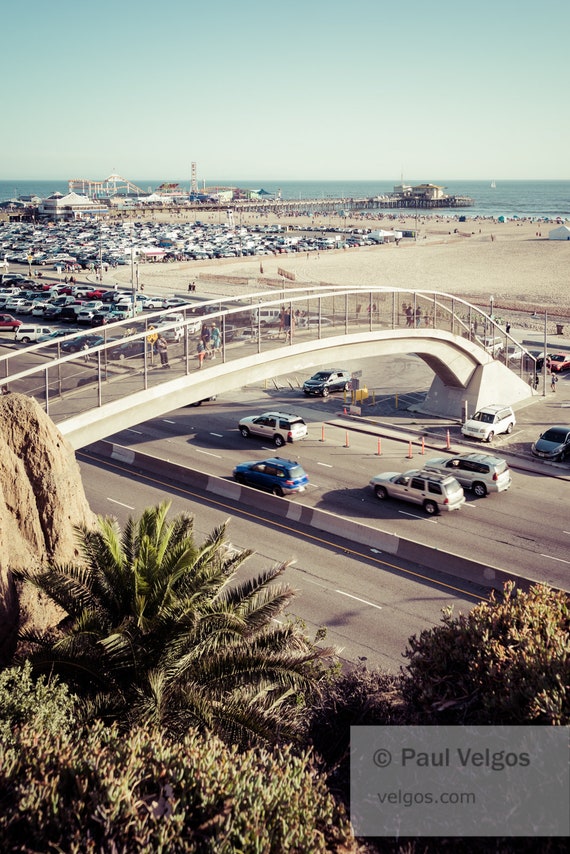 Santa Monica Beach Bridge Print California Oversized Wall Etsy
