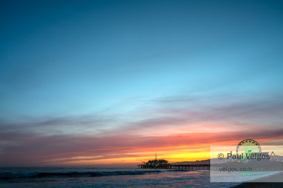 Santa Monica Pier Sunset Print Southern California Coastal Etsy