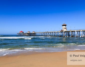 Huntington Beach Pier Print: Southern California Canvas Wall Art, Huntington Beach Pier Poster, Orange County CA, Huntington Beach Pier Gift
