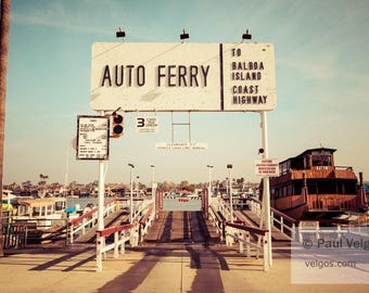 Newport Beach Print: Balboa Island Ferry Sign, Southern California Wall Art, Newport Beach Canvas, Orange County Poster, Retro Vintage Decor