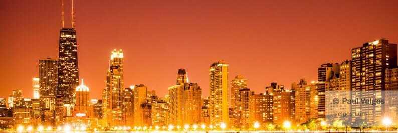 Chicago Skyline Art: Chicago Skyline Print, Chicago City at Night Photo, Chicago Cityscape Poster, Downtown Chicago Art, Illinois Gifts image 2