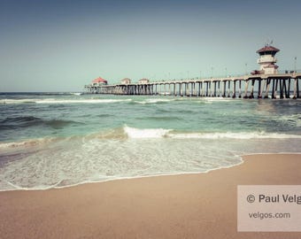 Huntington Beach Print: Huntington Beach Pier Wall Art, Orange County CA, Southern California Canvas Artwork, Huntington Beach Poster