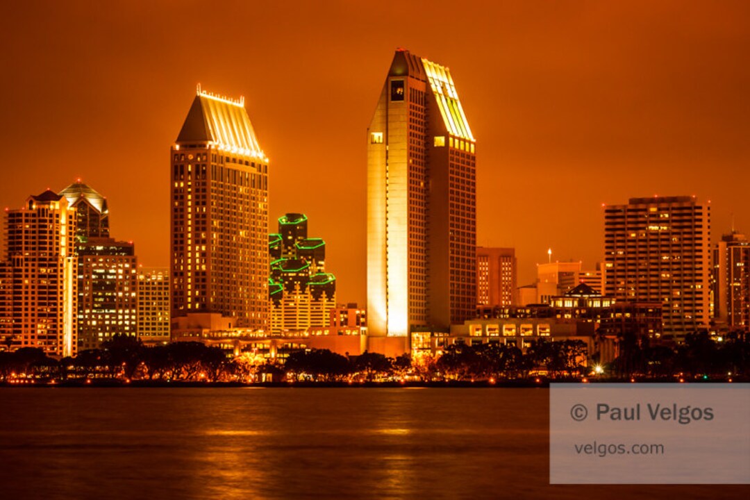 San Diego Print San Diego Skyline Wall Art, San Diego Cityscape Poster