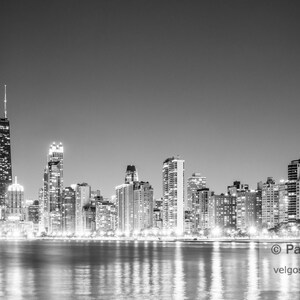 Chicago Skyline Art: Chicago Skyline Print, Chicago City at Night Photo, Chicago Cityscape Poster, Downtown Chicago Art, Illinois Gifts image 4
