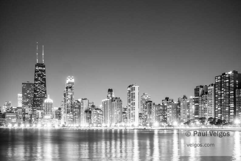 Chicago Skyline Art: Chicago Skyline Print, Chicago City at Night Photo, Chicago Cityscape Poster, Downtown Chicago Art, Illinois Gifts image 4