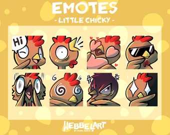 CHICKEN EMOTES Set (8) | Twitch | Discord | YouTube | Streaming | Cute Crazy Chicken Emoji Emote Pack